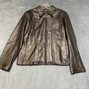 Vintage Jaclyn Smith Classic Jacket Womens Large Black Leather Lined Outerwear